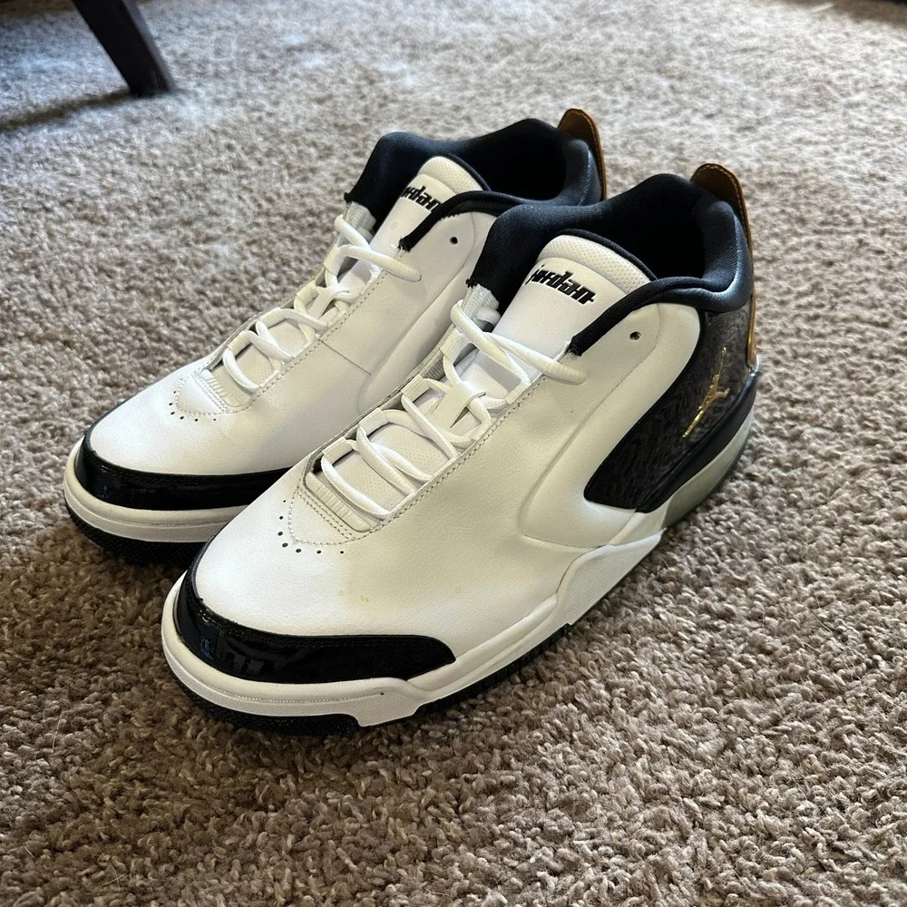 Jordan Big Fund White Black Metallic Gold Basketball Shoes CI2216-100 Mens 11.5